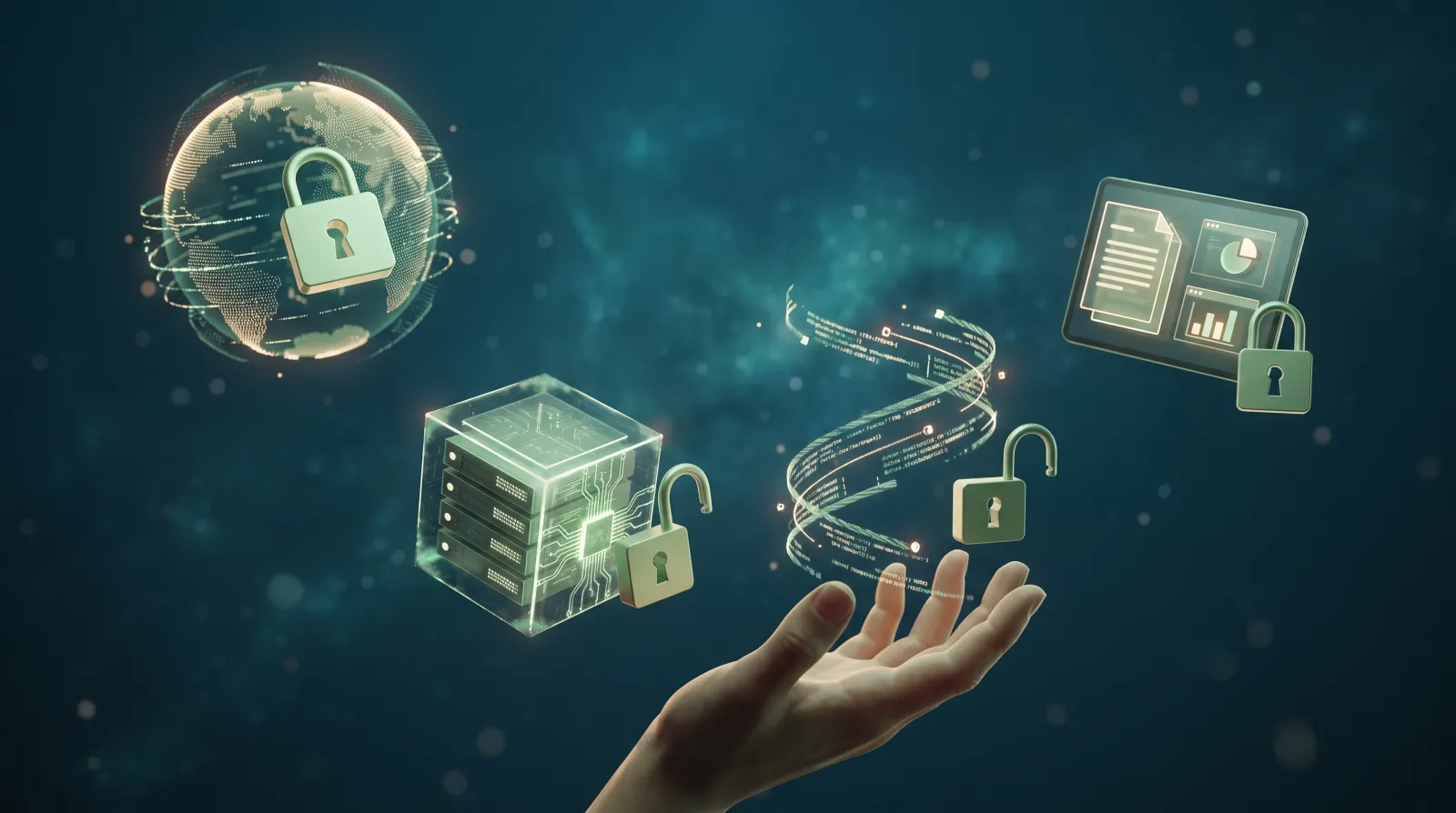 Schéma « Qui possède quoi ? » : nom de domaine, hébergement, code source et contenu, chacun avec un cadenas ouvert ou fermé selon qu'il appartient à l'entrepreneur ou au prestataire